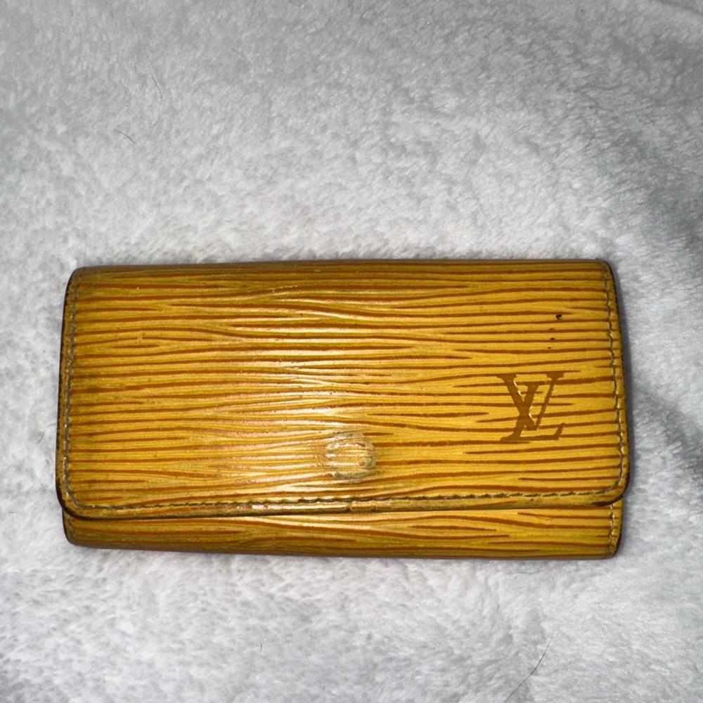 LOUIS VUITTON EPI MULTICLES LEATHER 4 RING KEY CASE KEY CHAIN - YELLOW & PURPLE - Picture 2 of 12